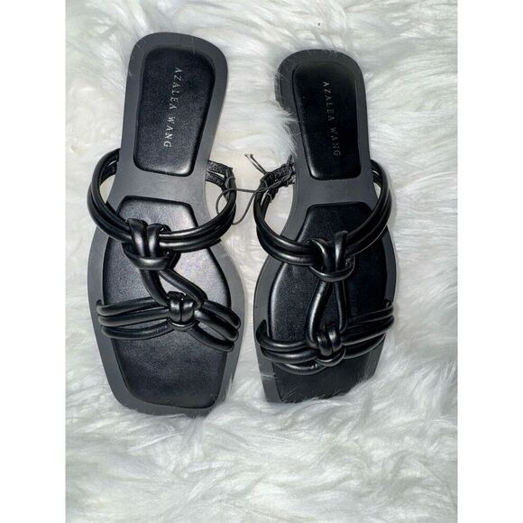 Azalea Wang Stetson Women's Black Knot Slip-On Sandals Size 7 Summer Travel - Picture 1 of 5